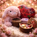 💕 Valentine’s Day Love Gift Set – Plush Bunny & Chocolate Keepsake Box